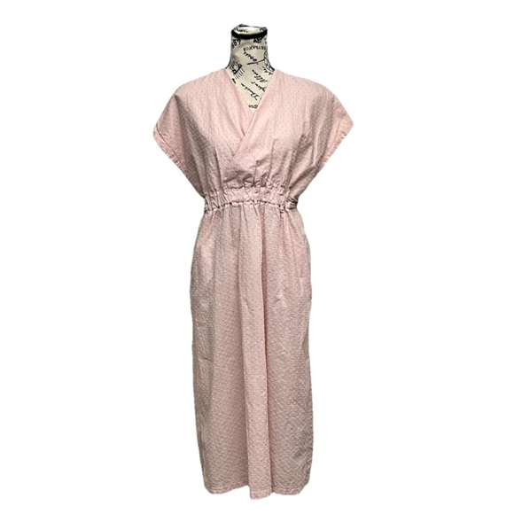 Sweet Violet Swiss Dot Pink Maxi Dress Sheer Beach Coastal Preppy Modest L Boho - Picture 1 of 7
